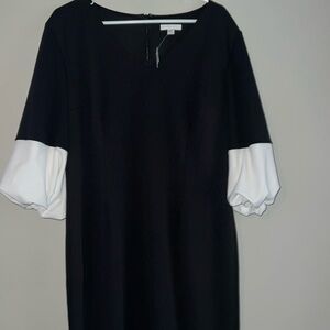 NWT New York & Company Black and White Puff Sleeve Dress